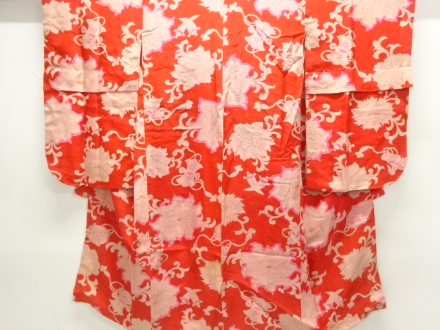 アンティーク　錦紗花唐草模様長襦袢(刺繍衿付き)